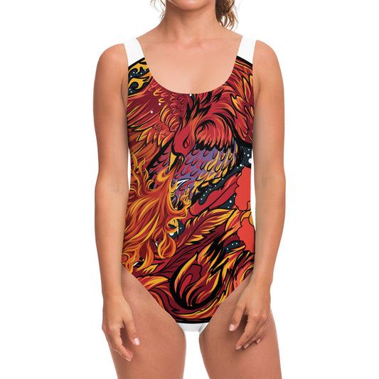 Japanese Phoenix Print One Piece Swimsuit