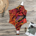 Japanese Phoenix Print One Shoulder Bodysuit
