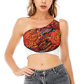 Japanese Phoenix Print One Shoulder Crop Top