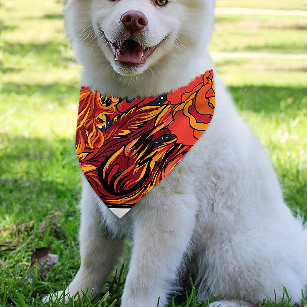Japanese Phoenix Print Over The Collar Dog Bandana