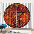 Japanese Phoenix Print Pencil Pleat Curtains