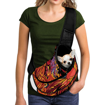 Japanese Phoenix Print Pet Sling Carrier