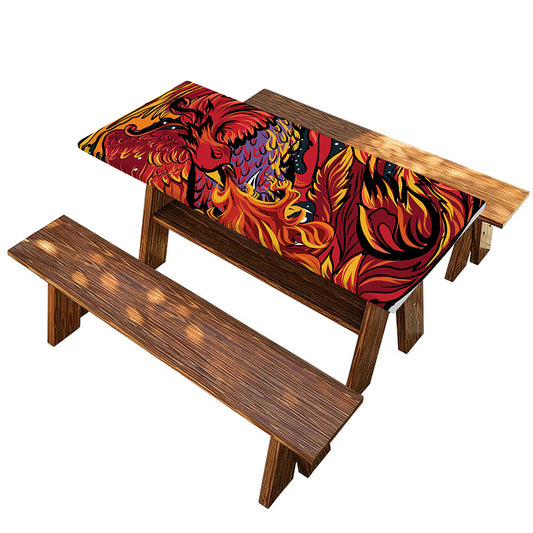 Japanese Phoenix Print Picnic Table Cover