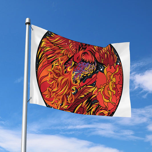 Japanese Phoenix Print Polyester Flag