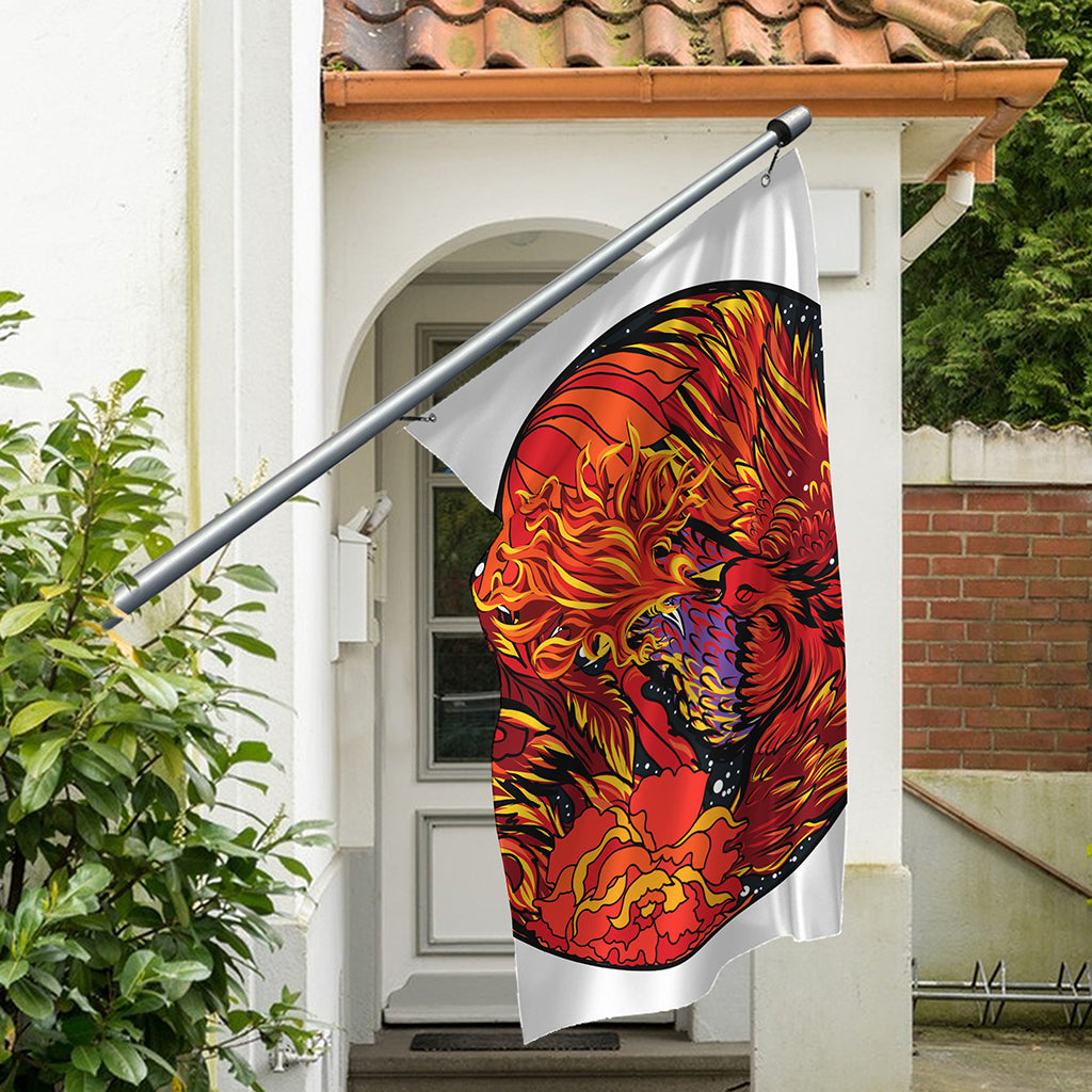 Japanese Phoenix Print Polyester Flag