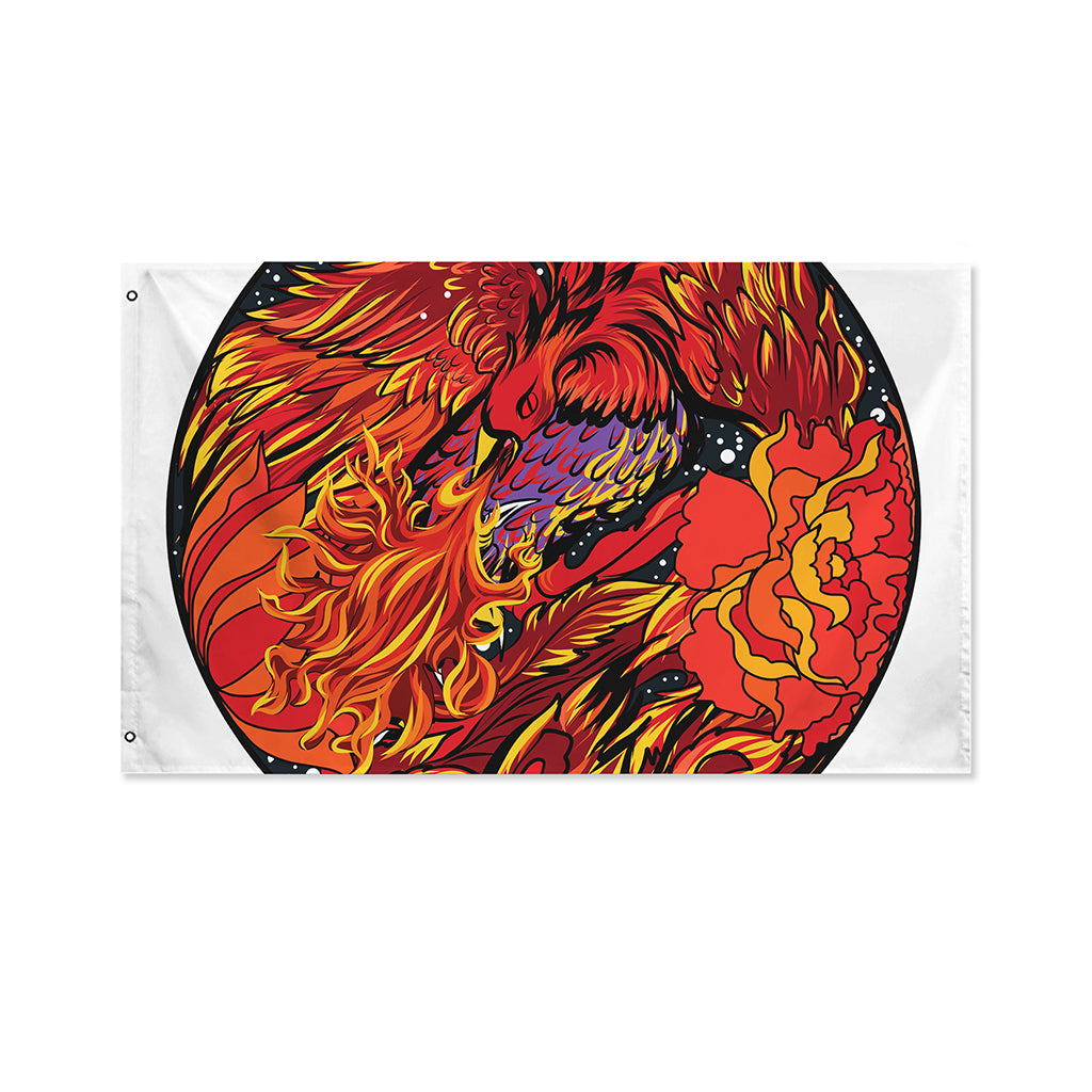 Japanese Phoenix Print Polyester Flag