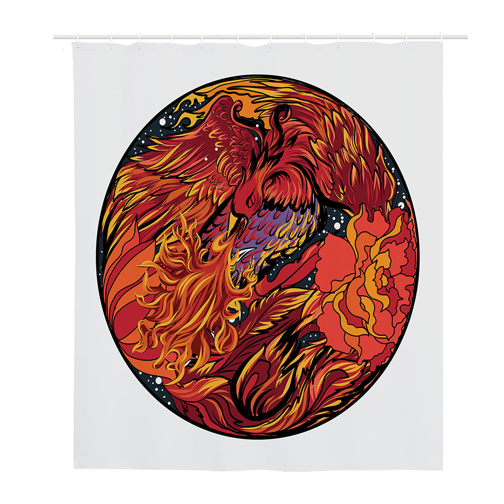 Japanese Phoenix Print Polyester Shower Curtain