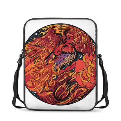 Japanese Phoenix Print Rectangular Crossbody Bag