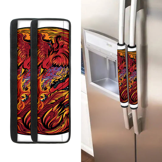Japanese Phoenix Print Refrigerator Handle Covers