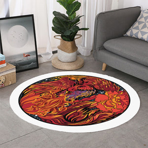 Japanese Phoenix Print Round Rug