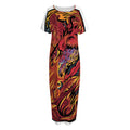 Japanese Phoenix Print Short Sleeve Long Nightdress