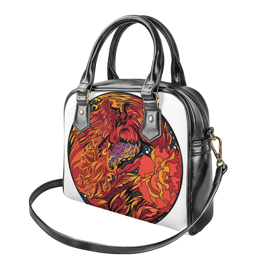 Japanese Phoenix Print Shoulder Handbag