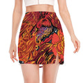 Japanese Phoenix Print Side Slit Mini Skirt
