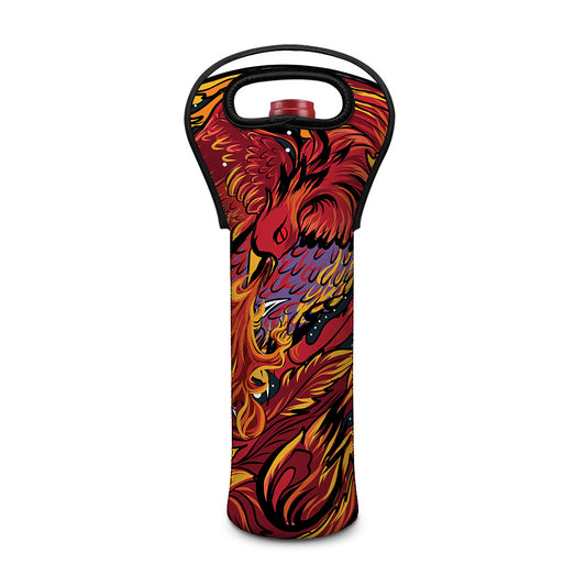 Japanese Phoenix Print Single Neoprene Wine Tote