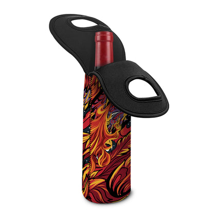 Japanese Phoenix Print Single Neoprene Wine Tote