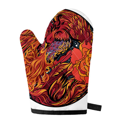 Japanese Phoenix Print Single Oven Mitt