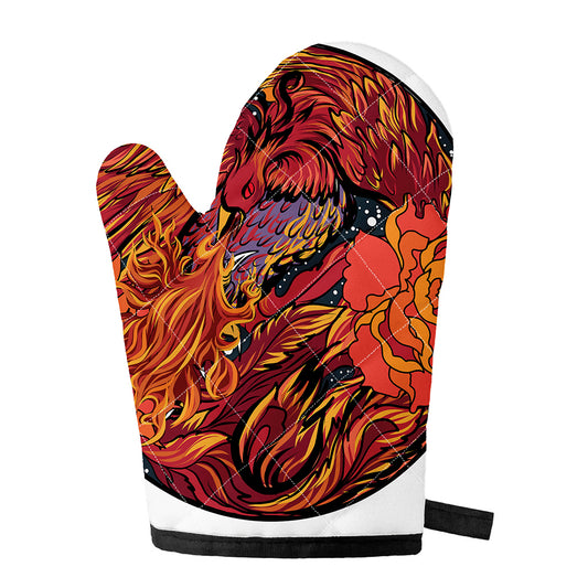 Japanese Phoenix Print Single Oven Mitt