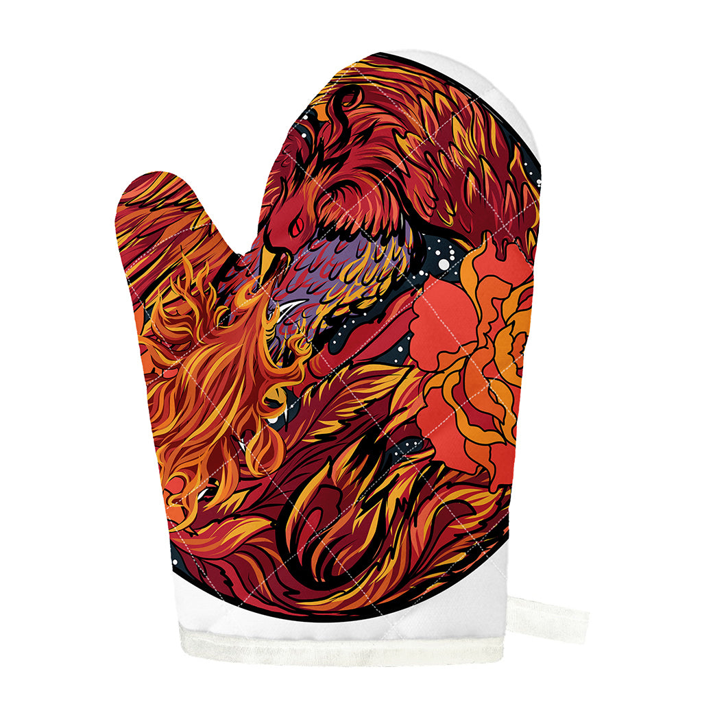 Japanese Phoenix Print Single Oven Mitt