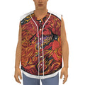 Japanese Phoenix Print Sleeveless Baseball Jersey