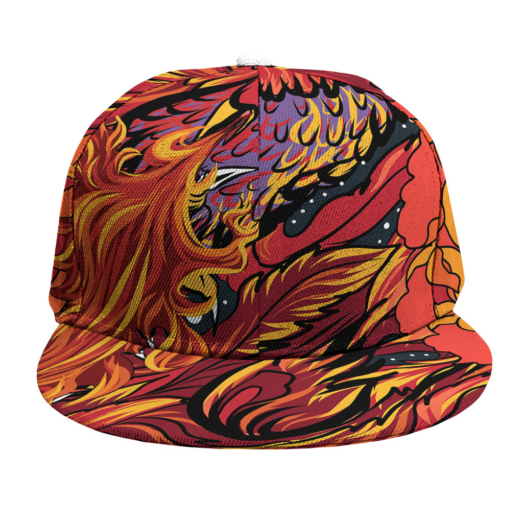 Japanese Phoenix Print Snapback Cap