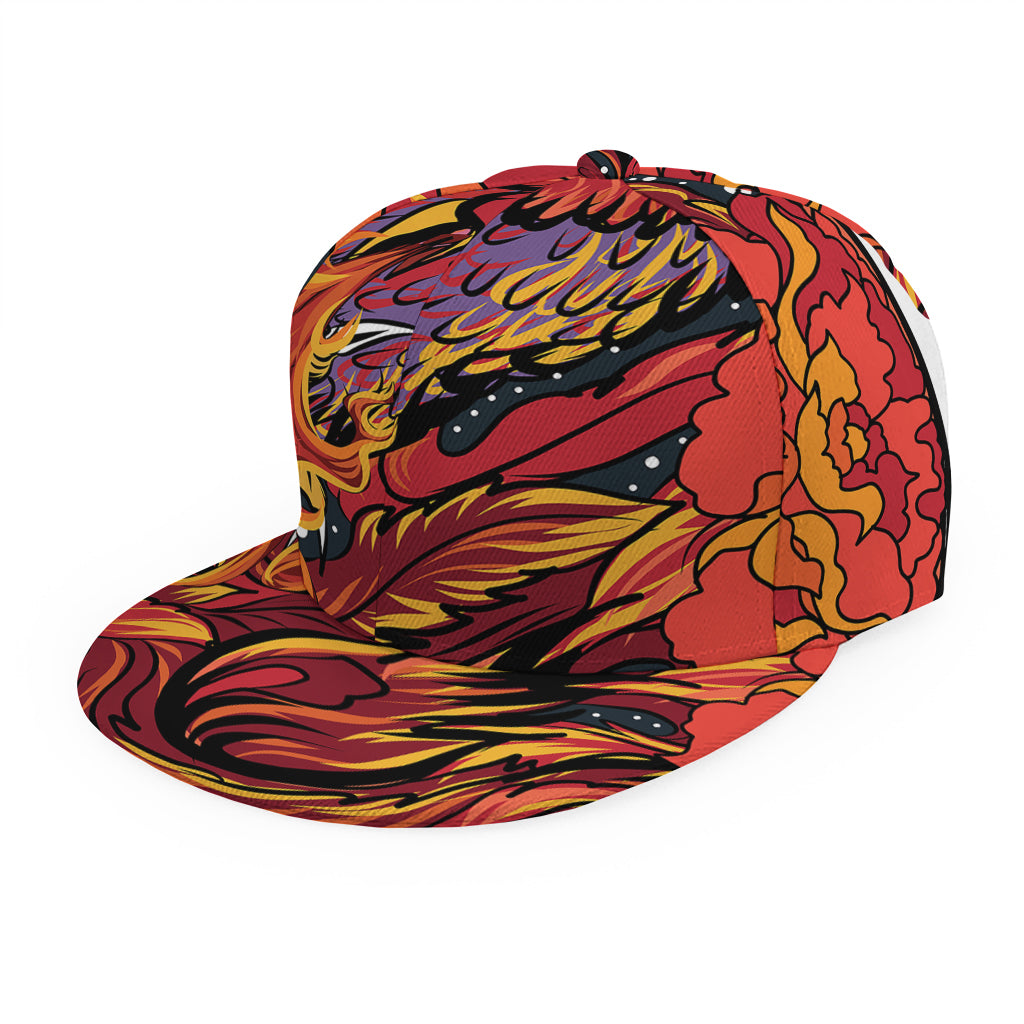 Japanese Phoenix Print Snapback Cap