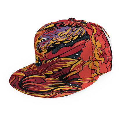 Japanese Phoenix Print Snapback Cap