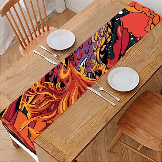 Japanese Phoenix Print Table Runner