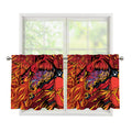 Japanese Phoenix Print Tier Curtains