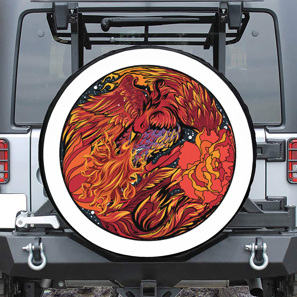 Japanese Phoenix Print Tire Cover