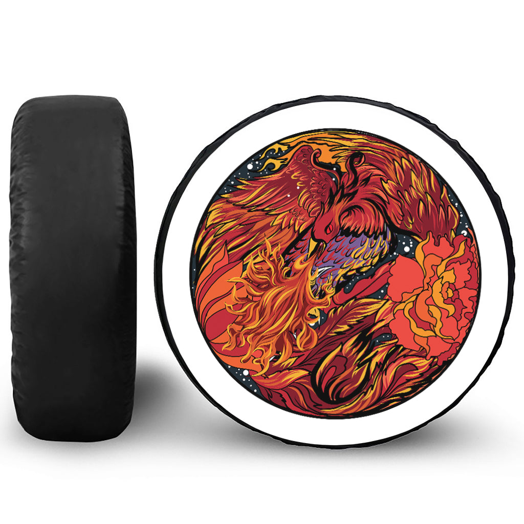 Japanese Phoenix Print Tire Cover
