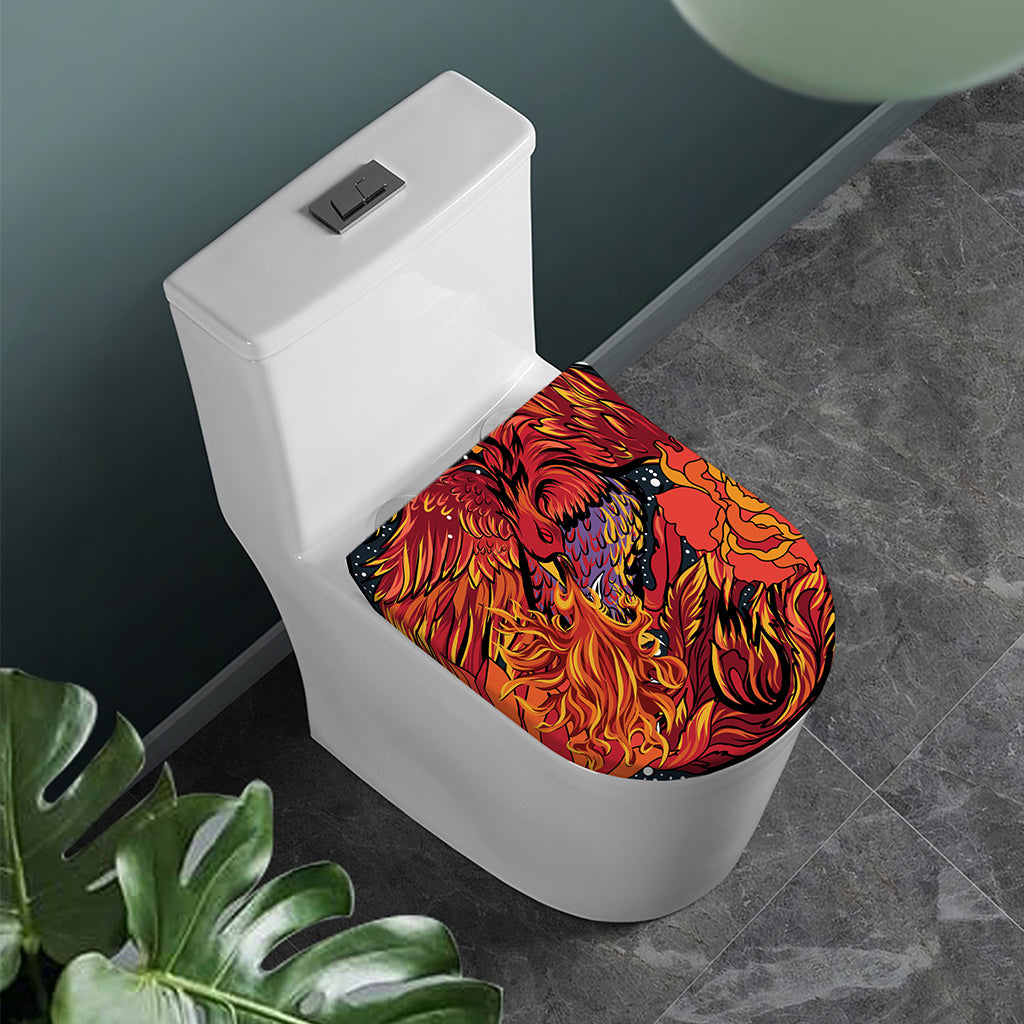 Japanese Phoenix Print Toilet Lid Cover