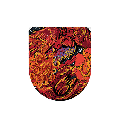 Japanese Phoenix Print Toilet Lid Cover