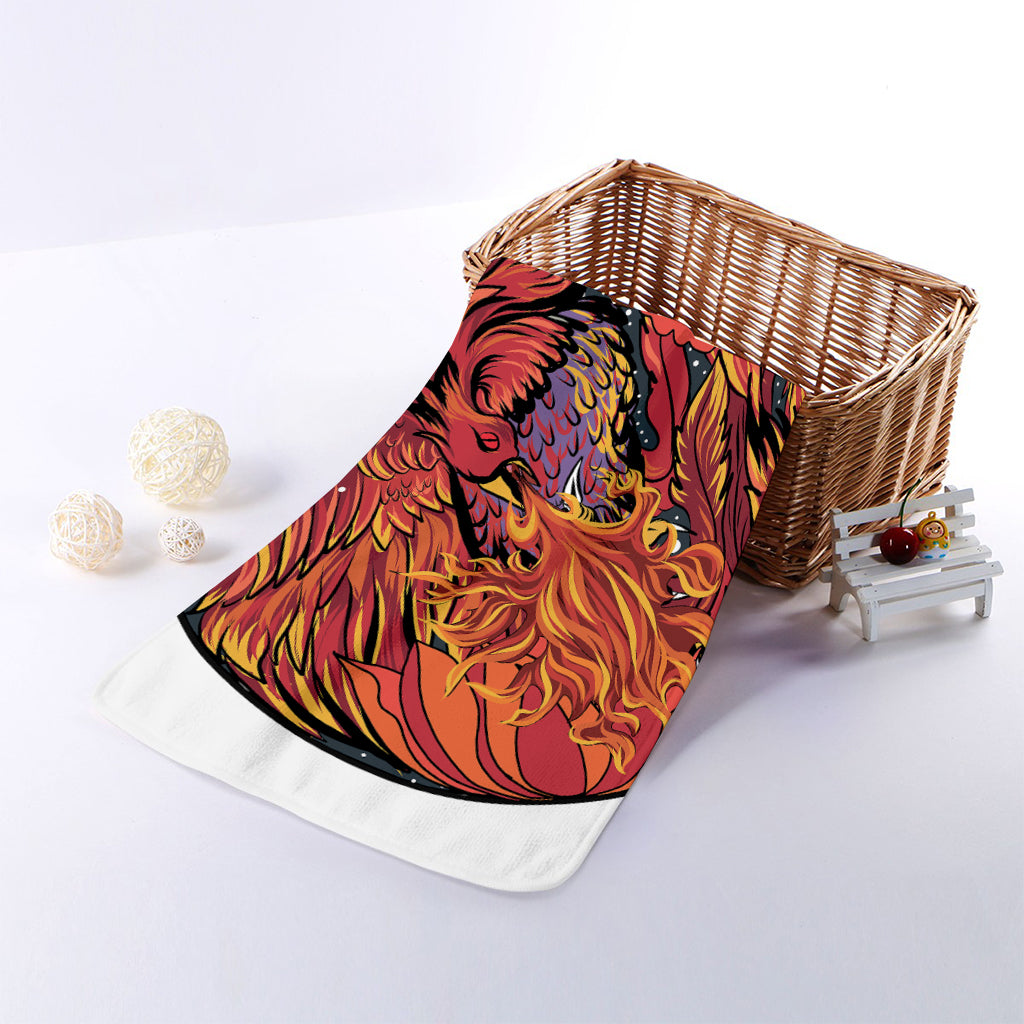 Japanese Phoenix Print Towel