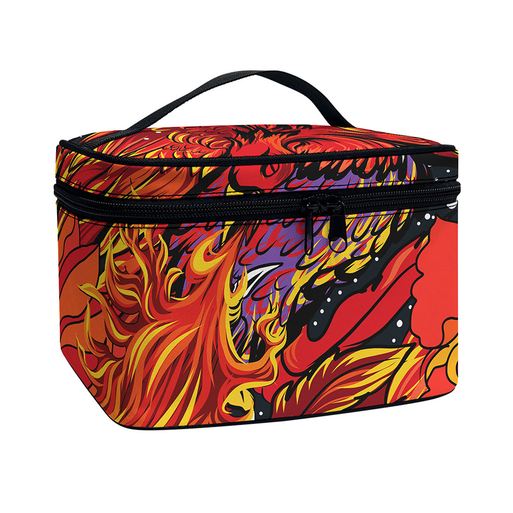 Japanese Phoenix Print Travel Makeup Bag