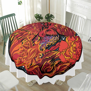 Japanese Phoenix Print Waterproof Round Tablecloth