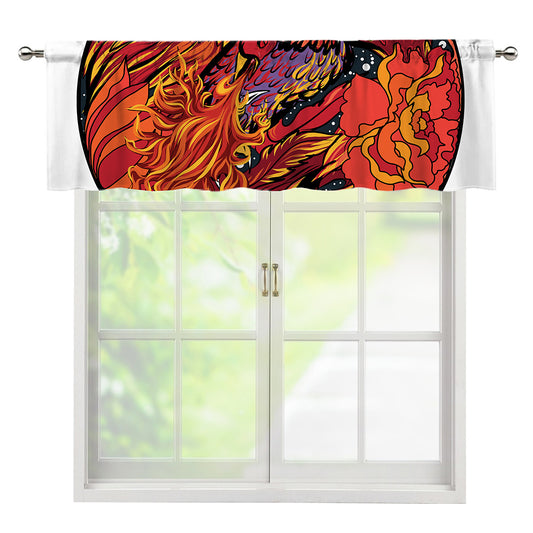 Japanese Phoenix Print Window Valance