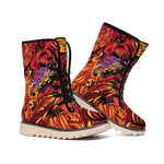 Japanese Phoenix Print Winter Boots