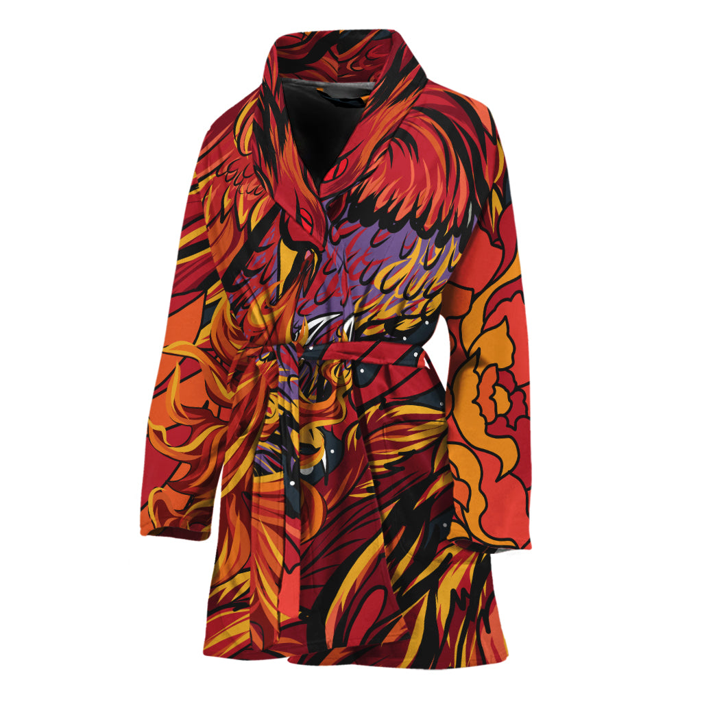 Japanese Phoenix Print Women's Bathrobe