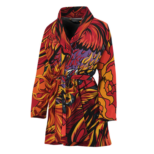 Japanese Phoenix Print Women's Bathrobe