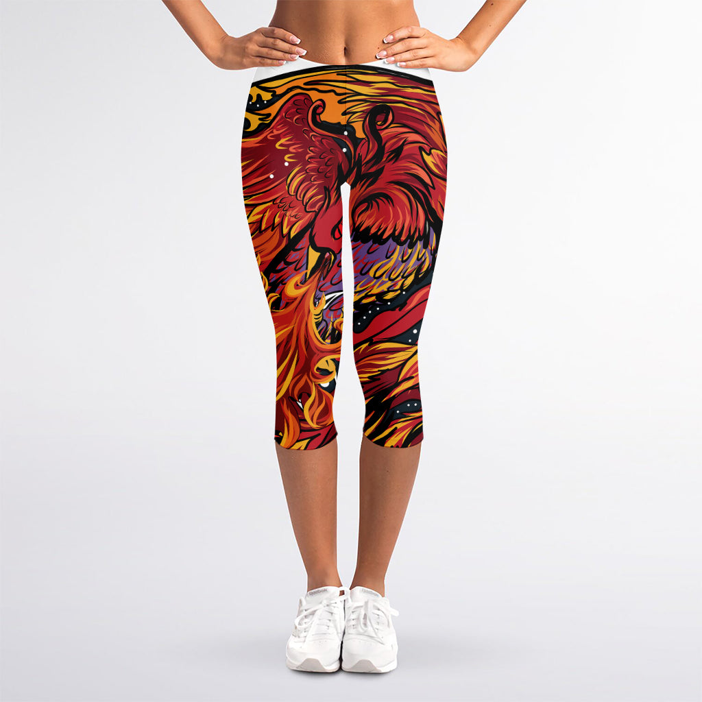 Japanese Phoenix Print Women's Capri Leggings