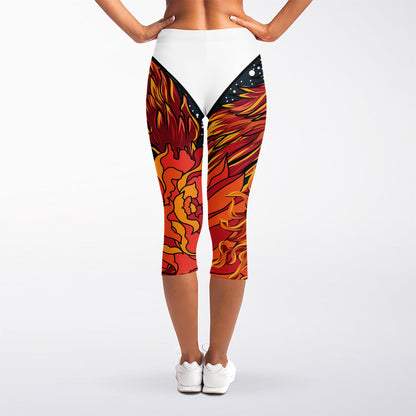 Japanese Phoenix Print Women's Capri Leggings