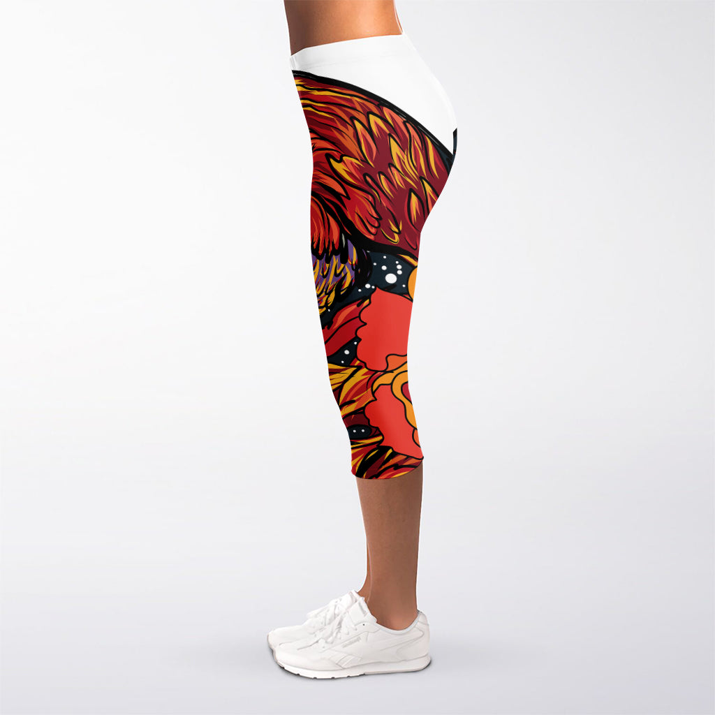 Japanese Phoenix Print Women's Capri Leggings