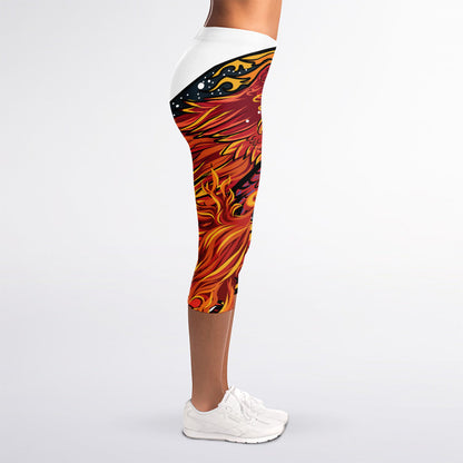 Japanese Phoenix Print Women's Capri Leggings