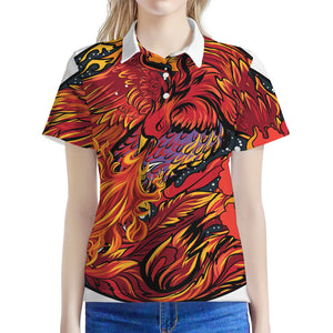 Japanese Phoenix Print Women's Polo Shirt