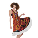 Japanese Phoenix Print Women's Sleeveless Dress