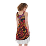 Japanese Phoenix Print Women's Sleeveless Dress