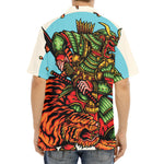 Japanese Samurai And Tiger Print Aloha Shirt