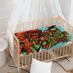 Japanese Samurai And Tiger Print Baby Crib Sheet