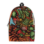 Japanese Samurai And Tiger Print Backpack
