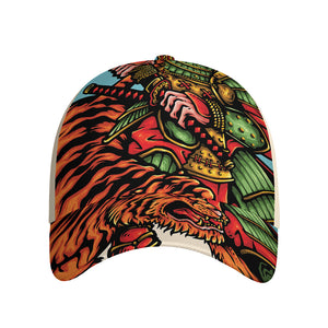 Japanese Samurai And Tiger Print Baseball Cap